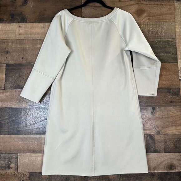 Emerson Fry Womens Size Medium Mini Shift Dress Cream Long Sleeve Stretch - Picture 4 of 9